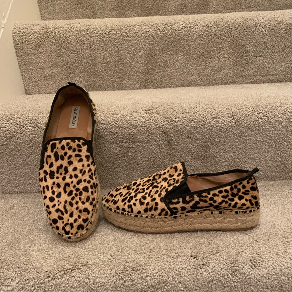 Steve Madden Leopard Print Espadrille Slip ons